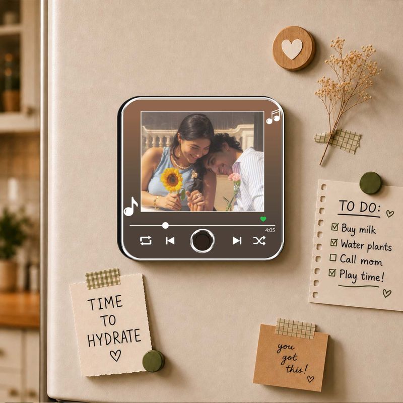 Personalized Music Player Photo Fridge Magnet with Song Birthday Gift for Girlfriend & Wife Memory Photo Fridge Magnet for Couples